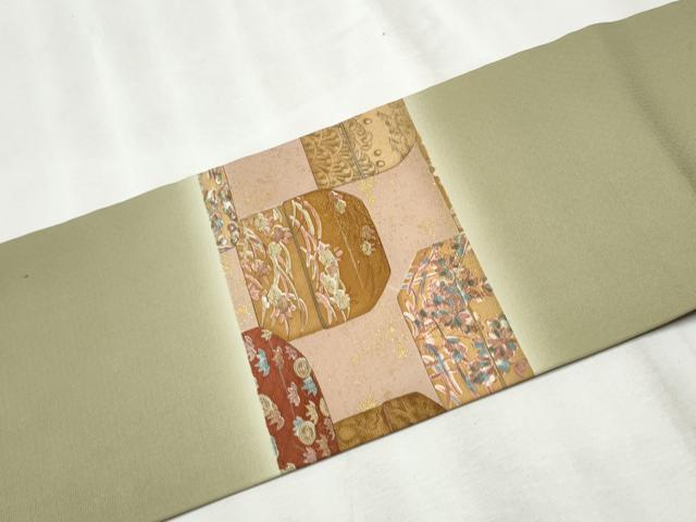 平和屋着物●九寸名古屋帯 文箱花文 金彩 正絹 逸品 CABB9388hy