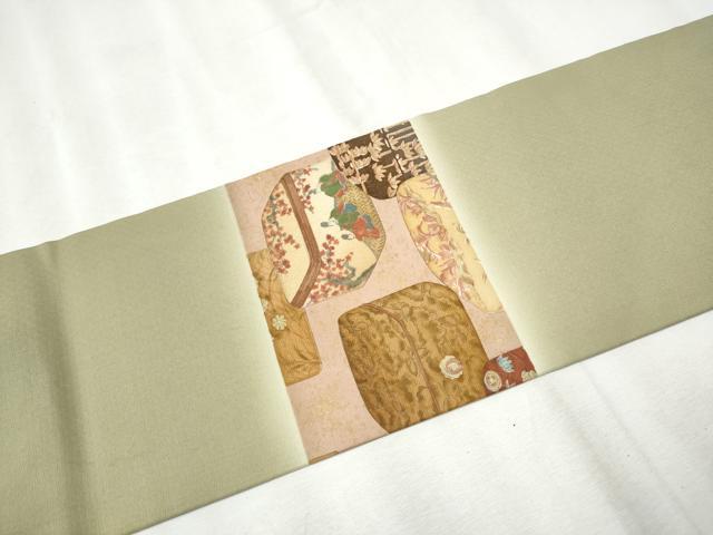 平和屋着物●九寸名古屋帯 文箱花文 金彩 正絹 逸品 CABB9388hy