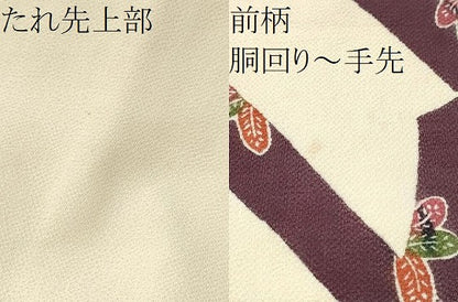 平和屋着物●九寸名古屋帯 型染め 舞葉文 鬼しぼ縮緬 正絹 逸品 CABB9389hy