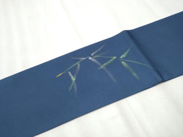 平和屋着物●塩瀬 九寸名古屋帯 作家物 手描き 蟹 枝葉文 正絹 逸品 CABB9390hy