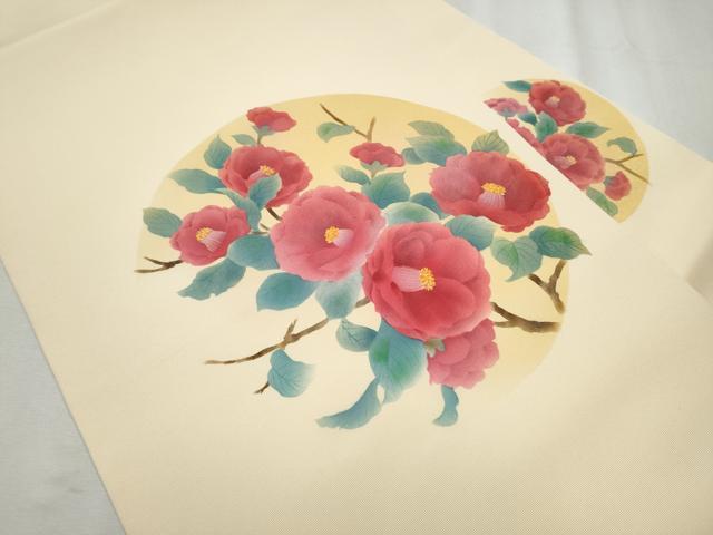 平和屋着物●塩瀬 九寸名古屋帯 枝花丸文 金彩 正絹 逸品 CABB9395hy