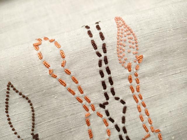 平和屋着物●中国三大刺繍 相良刺繍 総刺繍 九寸名古屋帯 作家物 紬地 つくし 正絹 逸品 CABB9397hy