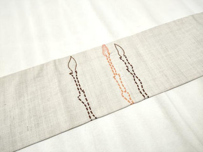 平和屋着物●中国三大刺繍 相良刺繍 総刺繍 九寸名古屋帯 作家物 紬地 つくし 正絹 逸品 CABB9397hy