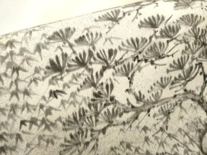 平和屋着物●塩瀬 九寸名古屋帯 手描き 遠山枝松葉文 正絹 逸品 CABB9398hy
