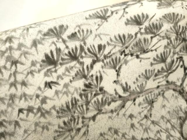 平和屋着物●塩瀬 九寸名古屋帯 手描き 遠山枝松葉文 正絹 逸品 CABB9398hy