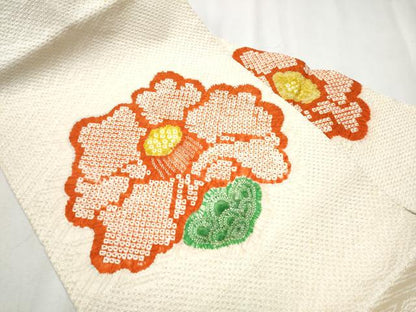 平和屋着物●九寸名古屋帯 総絞り 舞花文 正絹 逸品 CABB9402hy