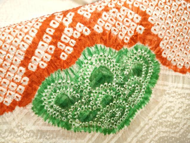 平和屋着物●九寸名古屋帯 総絞り 舞花文 正絹 逸品 CABB9402hy