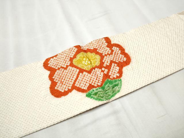 平和屋着物●九寸名古屋帯 総絞り 舞花文 正絹 逸品 CABB9402hy
