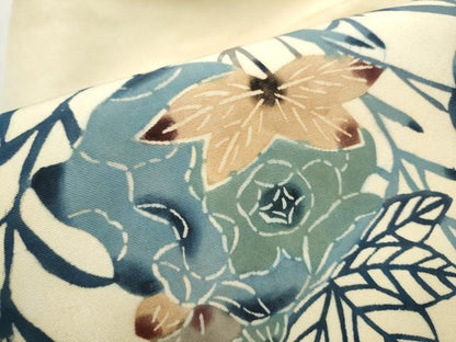 平和屋着物●塩瀬 九寸名古屋帯 型染め 花籠文 正絹 逸品 CABB9420hy