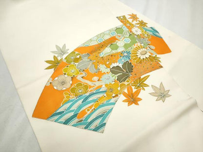 平和屋着物●塩瀬 九寸名古屋帯 石田利生 草花文 金銀彩 正絹 逸品 CABB9421hy