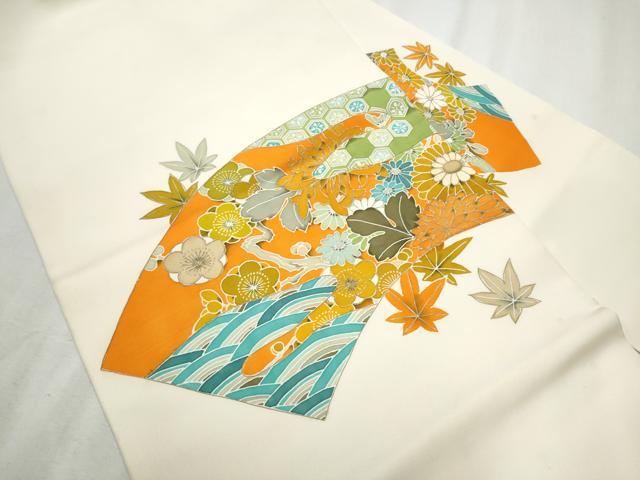 平和屋着物●塩瀬 九寸名古屋帯 石田利生 草花文 金銀彩 正絹 逸品 CABB9421hy