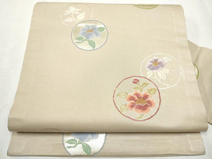平和屋着物●九寸名古屋帯 唐織 枝花丸文 金銀糸 正絹 逸品 CABB9423hy