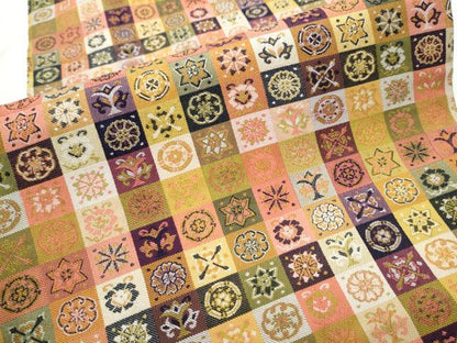 平和屋着物●九寸開き名古屋帯 市松吉祥花文 正絹 逸品 CABB9424hy