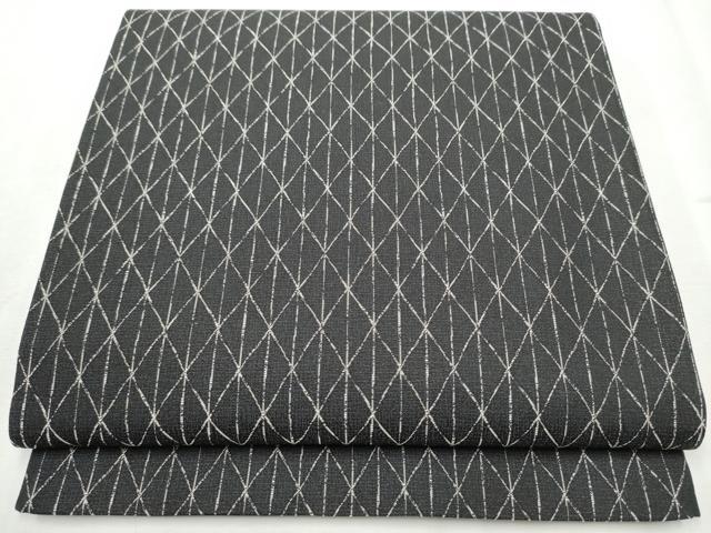 平和屋着物●全通柄袋帯 間道 黒地 正絹 逸品 CABB9430hy