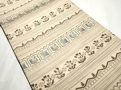 平和屋着物●全通柄 京袋帯 横段花鳥文 正絹 逸品 CABB9431hy