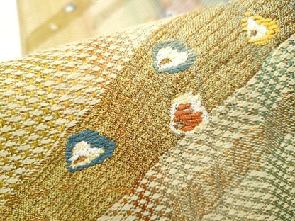平和屋着物●両面 六通柄袋帯 孔雀羽文 金糸 正絹 逸品 CABB9434hy