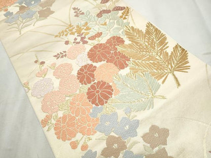 平和屋着物●西陣 川島織物 六通柄 本袋帯 唐織 草花文 正絹 逸品 CABB9435hy