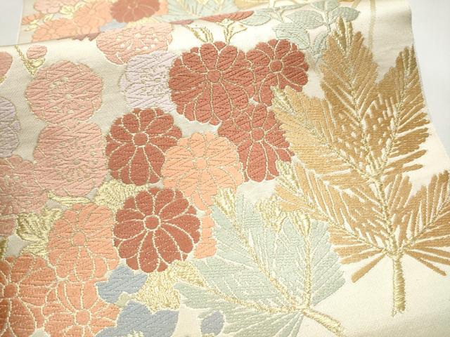 平和屋着物●西陣 川島織物 六通柄 本袋帯 唐織 草花文 正絹 逸品 CABB9435hy