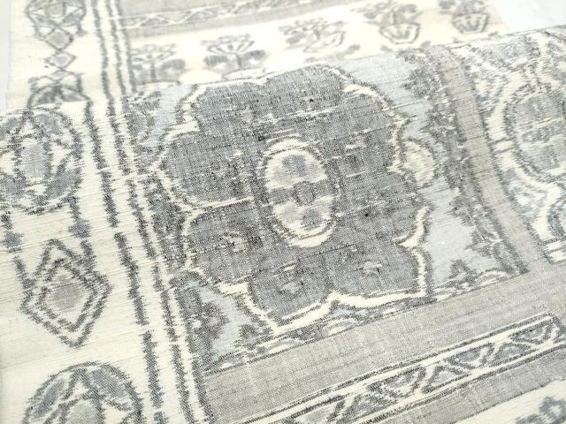 平和屋着物●全通柄袋帯 紬地 幾何学花文 正絹 逸品 CABB9436hy