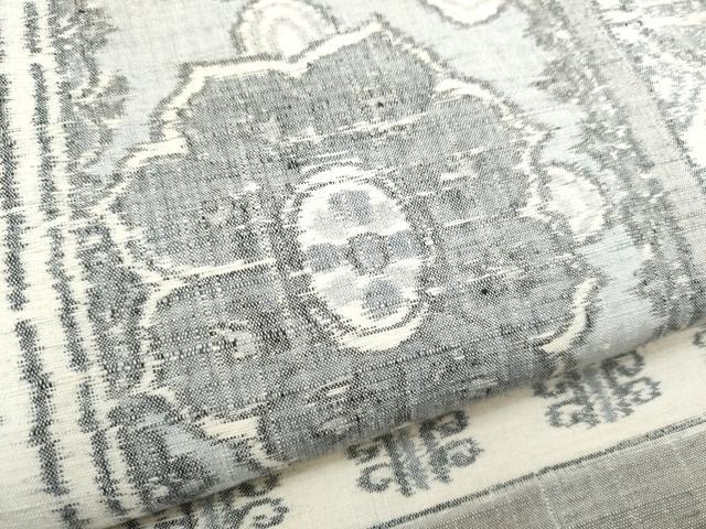 平和屋着物●全通柄袋帯 紬地 幾何学花文 正絹 逸品 CABB9436hy