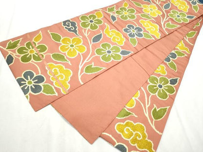 平和屋着物●六通柄京袋 本袋帯 唐織 枝花文 正絹 逸品 CABB9445hy