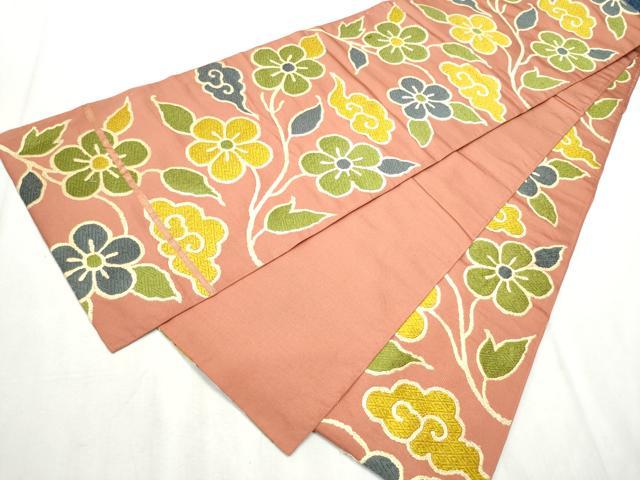 平和屋着物●六通柄京袋 本袋帯 唐織 枝花文 正絹 逸品 CABB9445hy