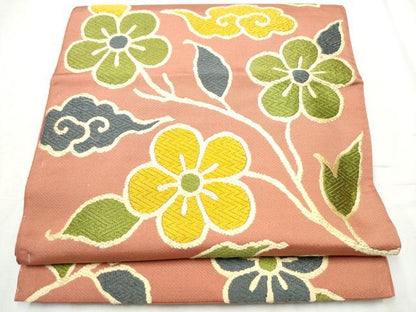 平和屋着物●六通柄京袋 本袋帯 唐織 枝花文 正絹 逸品 CABB9445hy