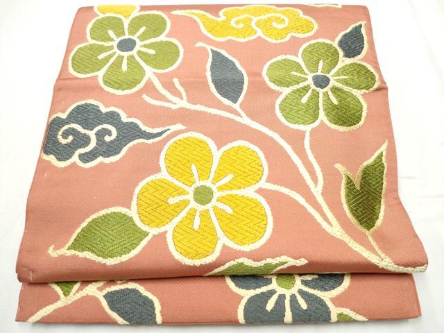 平和屋着物●六通柄京袋 本袋帯 唐織 枝花文 正絹 逸品 CABB9445hy