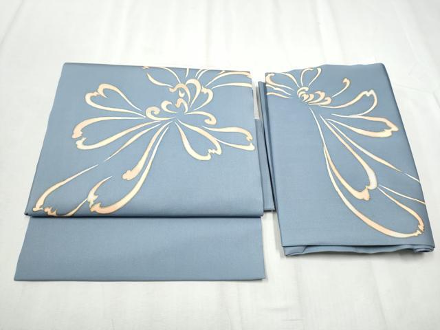 平和屋着物●塩瀬 つけ帯 駒刺繍 舞花文 金彩 正絹 逸品 CABB9448hy