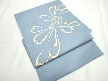 平和屋着物●塩瀬 つけ帯 駒刺繍 舞花文 金彩 正絹 逸品 CABB9448hy