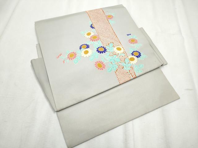 平和屋着物●塩瀬 つけ帯 枝菊文 金彩 正絹 逸品 CABB9452hy