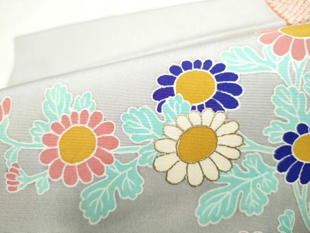 平和屋着物●塩瀬 つけ帯 枝菊文 金彩 正絹 逸品 CABB9452hy
