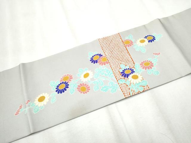 平和屋着物●塩瀬 つけ帯 枝菊文 金彩 正絹 逸品 CABB9452hy