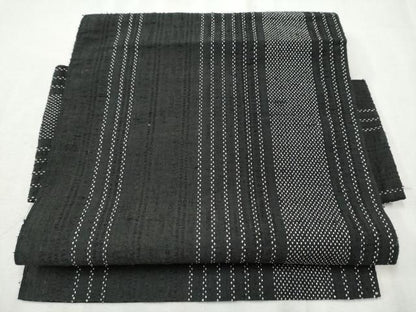 平和屋着物●つけ帯 紬地 間道 黒地 正絹 逸品 CABB9459hy