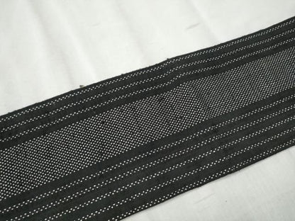 平和屋着物●つけ帯 紬地 間道 黒地 正絹 逸品 CABB9459hy