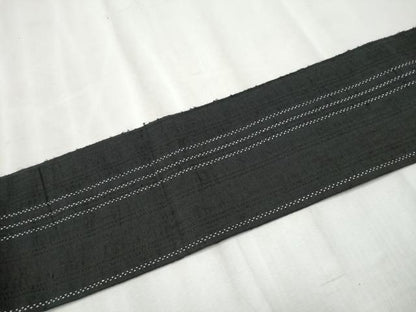 平和屋着物●つけ帯 紬地 間道 黒地 正絹 逸品 CABB9459hy