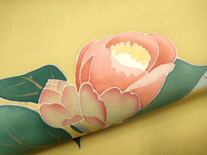 平和屋着物●塩瀬 つけ帯 作家物 枝花文 金彩 正絹 逸品 CABB9467hy