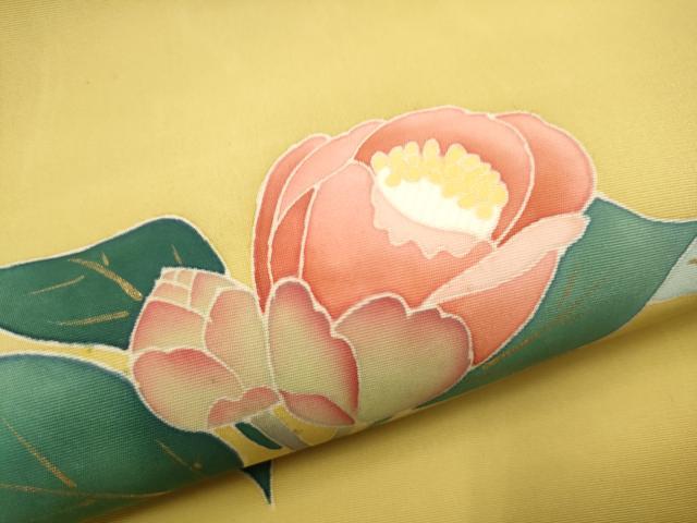 平和屋着物●塩瀬 つけ帯 作家物 枝花文 金彩 正絹 逸品 CABB9467hy