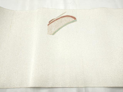 平和屋着物●西陣 安田つづれ工房謹製 爪掻き本綴れ 八寸名古屋帯 鶴寿 保証書・共箱付き 正絹 逸品 CABB9469hy