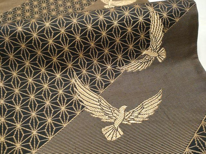 平和屋着物●染色作家 斉藤三才 六通柄袋帯 三才鳥 金糸 正絹 逸品 CABB9478hy