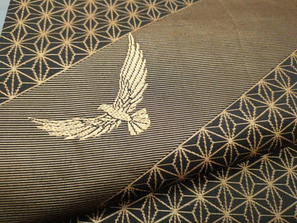 平和屋着物●染色作家 斉藤三才 六通柄袋帯 三才鳥 金糸 正絹 逸品 CABB9478hy