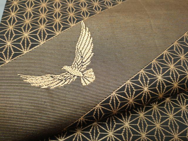 平和屋着物●染色作家 斉藤三才 六通柄袋帯 三才鳥 金糸 正絹 逸品 CABB9478hy