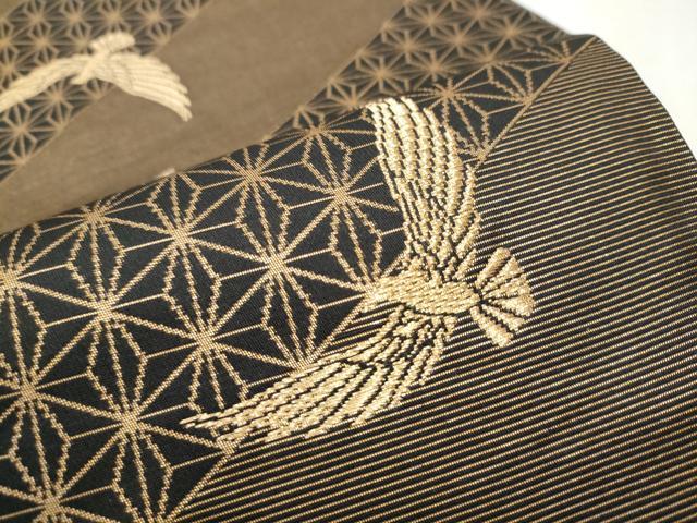 平和屋着物●染色作家 斉藤三才 六通柄袋帯 三才鳥 金糸 正絹 逸品 CABB9478hy