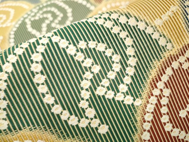 平和屋着物●西陣 山田織物謹製 六通柄袋帯 唐織 幾何学花文 金糸 証紙付き 正絹 逸品 未使用 CABB9487hy