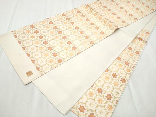 平和屋着物●西陣　織楽浅野　六通柄袋帯　唐織　職工花文　金糸　正絹　逸品　未使用　CABB9488hy