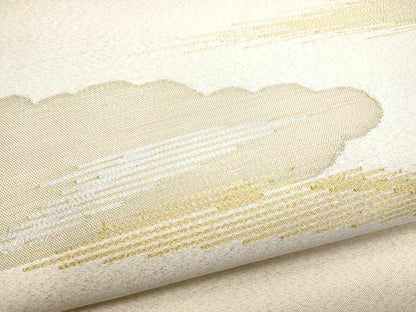 平和屋着物●六通柄袋帯 綴れ 雲取り霞文 金糸 正絹 逸品 未使用 CABB9489hy