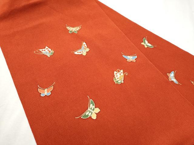 平和屋着物●九寸名古屋帯 駒刺繍 舞蝶文 金彩 鬼しぼ縮緬 正絹 逸品 CABB9495hy