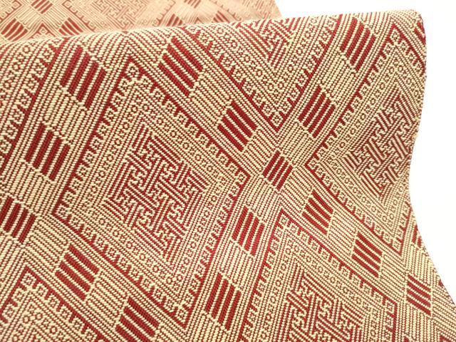 平和屋着物●こぎん刺し 九寸名古屋帯 菱吉祥文 正絹 逸品 CABB9497hy