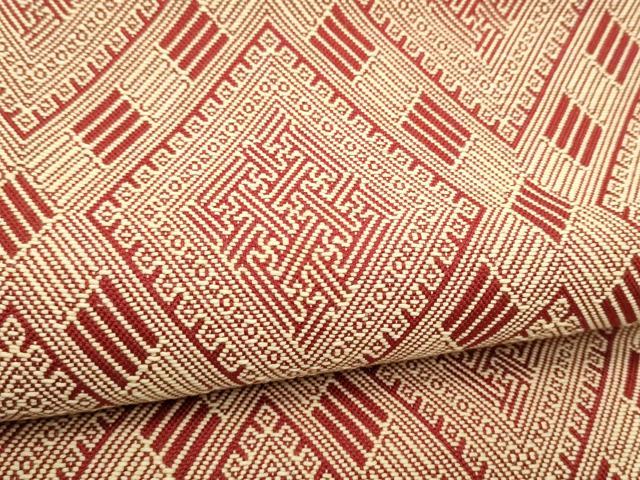 平和屋着物●こぎん刺し 九寸名古屋帯 菱吉祥文 正絹 逸品 CABB9497hy