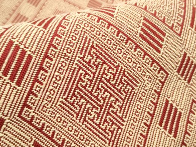 平和屋着物●こぎん刺し 九寸名古屋帯 菱吉祥文 正絹 逸品 CABB9497hy